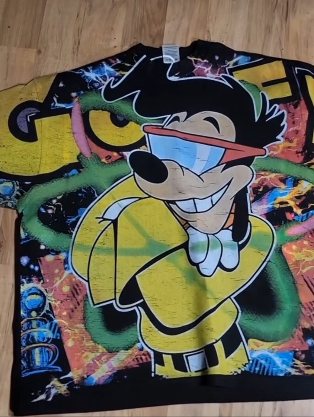 GOOFY ALL over Print On SHAKA HEAVYWEIGHT GARMET DYED T SHIRT (FRONT ONLY